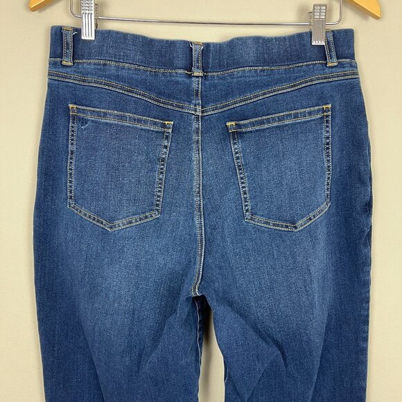 Betabrand Jeans Women Large Blue Denim Signature Mid-Rise Bootcut Pull On Pocket - Picture 8 of 10